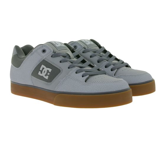 DC Pure Men's Low Top Sneakers with Mesh Lining, Genuine Leather Shoes 300660 Gray