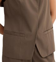 Asymmetrical Women's Long Vest with Snap Buttons in Twill Texture 911679 Olive Green