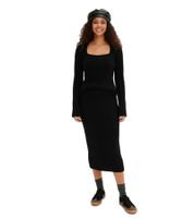Figure-hugging women's knit sweater with square neckline, everyday sweater 915030 Black