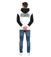 Hollister X Social Tourist Herren Hoodie mit Social Tourist-Print Baumwoll-Pullover 365-352-0016-119 Weiß/Schwarz