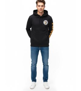 Felpa con cappuccio da uomo Hollister x NHL Pittsburgh Penguins con stampa del logo della squadra, pullover in cotone 322-221-1606-900, nero