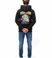 Felpa con cappuccio da uomo Hollister x NHL Pittsburgh Penguins con stampa del logo della squadra, pullover in cotone 322-221-1606-900, nero