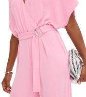 Tuta da donna ampia con gamba larga e cintura, perfetta per Capodanno, 969950 Rosa
