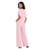 Tuta da donna ampia con gamba larga e cintura, perfetta per Capodanno, 969950 Rosa