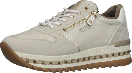 Elegant MUSTANG women's sneakers, lace-up shoes 1347-308-243, beige