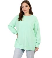 ZEGY Damen Sweatshirt schlichter Baumwoll-Pullover Rundhals-Pulli Sweater 1070 in Mint-Grün oder Rosa