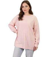 ZEGY Damen Sweatshirt schlichter Baumwoll-Pullover Rundhals-Pulli Sweater 1070 in Mint-Grün oder Rosa