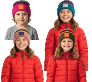 Ziener Kids' Beanies Indri with Stripes and Cuffs - Blue, Pink, Brown, or Blue