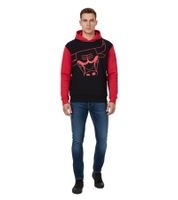 Felpa con cappuccio da uomo Hollister X NBA Chicago Bulls con grande stampa del logo dei Chicago Bulls, pullover in cotone 322-221-1590-905 Nero/Rosso