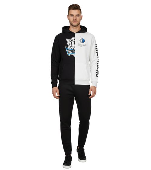 Felpa con cappuccio da uomo Hollister X NBA Dallas Mavericks con stampa del logo della squadra, pullover in cotone 322-221-1590-125, bianco/nero