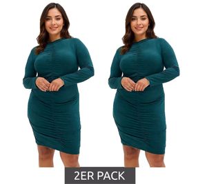 2-Pack Women's Summer Dress, Ruched Jersey Dress, Fitted Long-Sleeve Dress 935347 Green