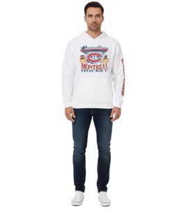 Felpa con cappuccio da uomo Hollister x NHL Montreal Canadiens con stampa del logo della squadra, pullover in cotone 322-221-1606-100 Bianco