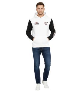 Felpa con cappuccio da uomo Hollister X NBA Miami Heat in cotone, pullover, 322-221-1591-104, bianco/nero