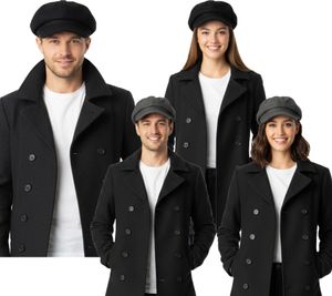 ZWILLINGSHERZ Felt-Style Baker Boy Cap, Summer Headwear, Brimmed Cap KL3888 Gray or Black