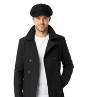 ZWILLINGSHERZ Felt-Style Baker Boy Cap, Summer Headwear, Brimmed Cap KL3888 Gray or Black