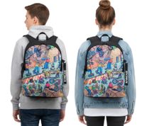 Rivacase Agora Urban Skaters Rucksack Alltags-Rucksack Schul-Rucksack 12L 5420 BK Schwarz/Bunt