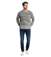 Elegante maglione da uomo ESPRIT in maglia con motivo a onde, girocollo, in cotone, grigio