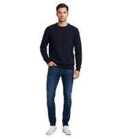 Schlichter ESPRIT Herren Strick-Pullover Rundhals-Sweater Baumwoll-Pullover Dunkelblau