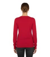 Elegante suéter de punto con cuello en V para mujer en algodón premium 133-002 rojo