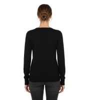 Elegante suéter de punto con cuello en V para mujer en algodón premium, 133-005, negro