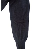 Suéter de punto moderno para mujer con coderas tono sobre tono, lana merino, 134-034, azul oscuro