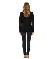 Suéter de punto moderno para mujer con coderas tono sobre tono, lana merino, 0134005009 005, negro