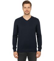 Elegante maglione da uomo con scollo a V, cotone di alta qualità, 143-034, blu scuro