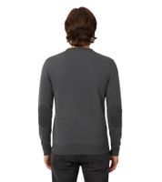 Maglione da uomo alla moda in maglia con toppe sui gomiti tono su tono, lana merino, taglie 144-328, grigio