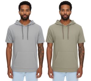 EIGHT2NINE Herren Kapuzen-Pullover kurzärmliger Baumwoll-Hoodie T-Shirt Hoody Sommer-Hoody H10014L22462AEN in Hellgrau oder Khaki