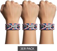 3-Pack Sex Pistols Punk Band Bracelets with Logo - Stylish Fan Item - Blue/Red/White