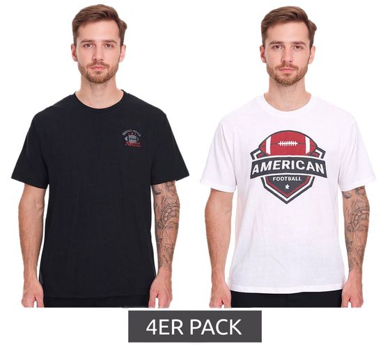 4-Pack U.S. SPORT AMERICA Men's Basic Cotton T-Shirt, Crew Neck, Short Sleeve, Black/White