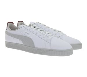 PUMA X Scuderia Ferrari Basket LS Men's Sneakers with EVA Midsole, Genuine Leather, Motorsport Style 306214 02 White