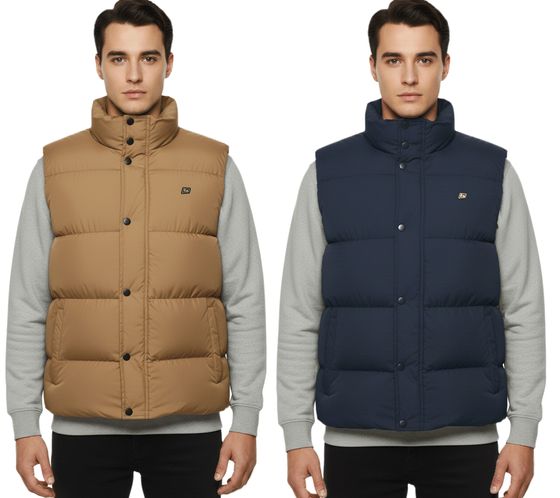 BLEND Tomy Herren Stepp-Weste warm gefütterte Übergangs-Weste mit hohem Kragen 20716813ME in Beige oder Blau