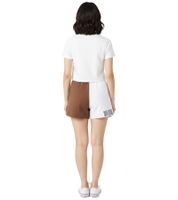 Sportliche Hollister X Social Tourist Damen Sweat-Shorts im Color-Blocking-Style Sport-Hose Baumwoll-Hose 365-349-0002-401 Braun/Weiß/Schwarz