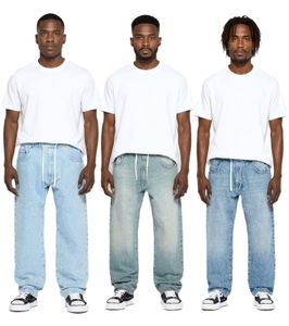 stylische Herren Jeans im Jogger-Stil Denim-Hose Baggy Leg mit Bindeband BR-12000 Blau in verschiedenen Ausfertigungen Pacific Blue, 90s Blue oder Heaven Blue
