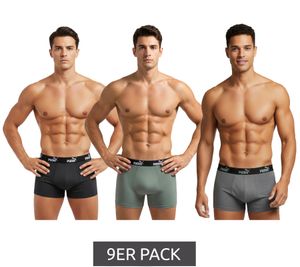 Lot de 9 boxers PUMA Basic pour homme, en coton, réf. 100003547 001, coloris Noir/Gris chiné/Vert