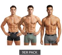 9-Pack PUMA Basic Boxer Shorts for Men, Cotton Underwear, 100003547 001, Black/Grey Melange/Green