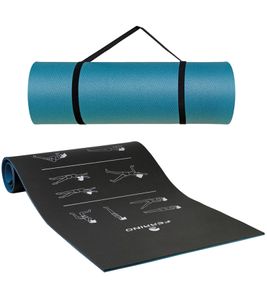Tapis de yoga FERRINO, tapis de fitness antidérapant, tapis de gymnastique, 186 x 61 cm, 11114, bleu/noir