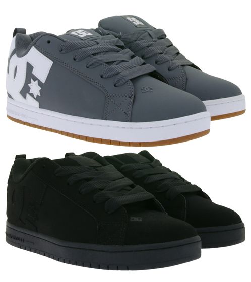 DC Court Graffik Herren Low Top Sneaker Skate-Schuhe mit Belüftungslöcher Echtleder-Schuhe 300529 in Grau oder Schwarz