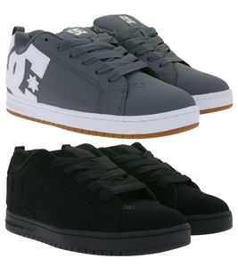 DC Court Graffik Herren Low Top Sneaker Skate-Schuhe mit Belüftungslöcher Echtleder-Schuhe 300529 in Grau oder Schwarz