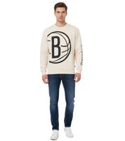 Hollister X NBA Herren Sweatshirt Baumwoll-Sweater mit Team-Logo-Print Langarm-Shirt 322-224-0042 in Hell-Grau und Beige