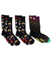 3 Paar Happy Socks Celebrations Edition Baumwoll-Socken mit Sektgläsern Cocktails und Konfetti-Punkten-Print Sparpack in Geschenk-Box P001723 Schwarz/Bunt