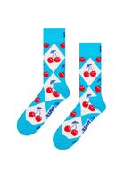 3 Paar Happy Socks Baumwoll-Socken Sparpack mit Karos, Streifen und Kirschen im Argyle-Stil Alltags-Strümpfe in Geschenk-Box P002655 Blau//Rot/Weiß