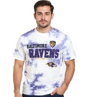 RE:COVERED X NFL Baltimore Ravens Men's T-Shirt with Football Helmet, Cotton Crew Neck, RCNFL13, Solid Gray or Purple/White Tie-Dye