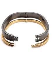 Calvin Klein Damen Armreif-Set im Zweiton-Design Edelstahl-Armband Schmuck KJ06JD2101 Dunkelgrau/Schwarz