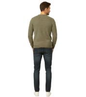Stylish ESPRIT Men's Knit Sweater, Crew Neck, Cotton Pullover, Olive Green