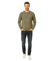 Stylish ESPRIT Men's Knit Sweater, Crew Neck, Cotton Pullover, Olive Green