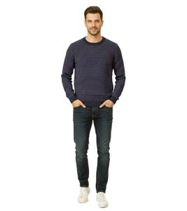 Stylish ESPRIT Men's Knit Crew Neck Sweater, Cotton Pullover, Dark Blue