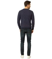 Stylish ESPRIT Men's Knit Crew Neck Sweater, Cotton Pullover, Dark Blue