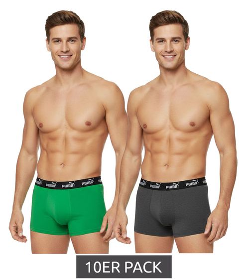 Confezione da 10 boxer PUMA Everyday Basic da uomo, in cotone, 701232894 004 Grigio/Verde